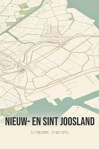 Vieille carte de Nieuw- en Sint Joosland (Zeeland) sur Rezona