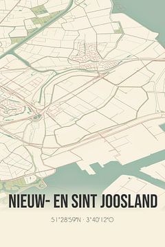 Vintage landkaart van Nieuw- en Sint Joosland (Zeeland) van Rezona