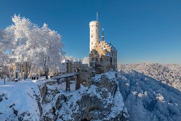 Kasteel Lichtenstei op de Schwäbische Alb in de winter van Markus Lange