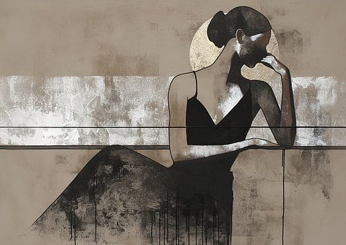 Vrouw Denken | Pensive Grace in Gold