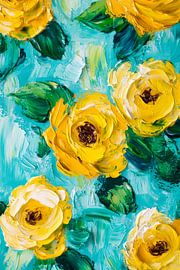 Leuchtende gelbe Rosenpracht von Poster Art Shop