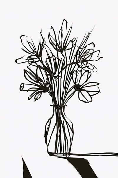 Abstracte bloemen in inkt op witte achtergrond van Art & Soul Creations