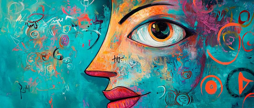 Abstract portrait with colourful patterns by Poster Art Shop