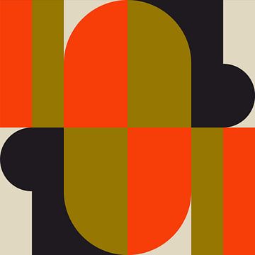 Funky retro geometrische 14. Moderne abstracte kunst in heldere kleuren. van Dina Dankers