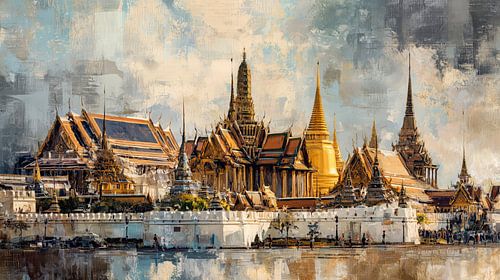 The Grand Palace Bangkok thailand in abstract panorama