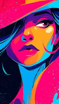 Ätherisches abstraktes Porträt mit lebhaften surrealen Farben von Aden Pink Studio