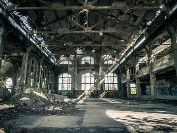 Hall dans le bâtiment de la mine de charbon expirée en Belgique sur Art By Dominic