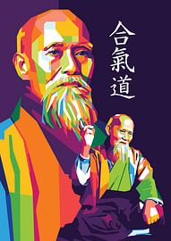 Morihei Ueshiba (Founder of The Martial Art of Aikido) Pop Art Portrait by Rif Afin