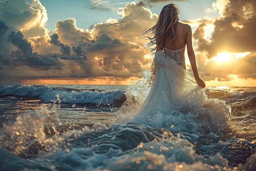 bride in the surf by Egon Zitter