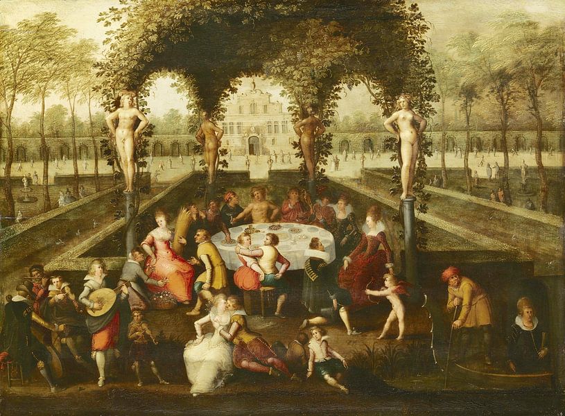 Venus, Bacchus en Ceresin een tuin van liefde, Louis de Caullery van Meesterlijcke Meesters