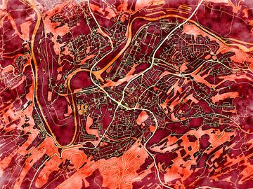 Kaart van Hattingen in de stijl 'Amber Autumn' van Maporia