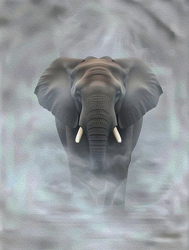 Majestueuze Afrikaanse olifant Mistig Impasto Dierenportret