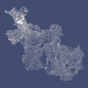Waterkaart van Overijssel in Royaalblauw van Maps Are Art
