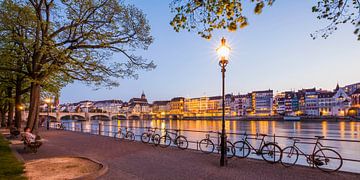 Cityscape of Basel at night by Werner Dieterich