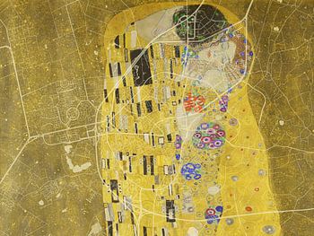 Kaart van Assen met de Kus van Gustav Klimt