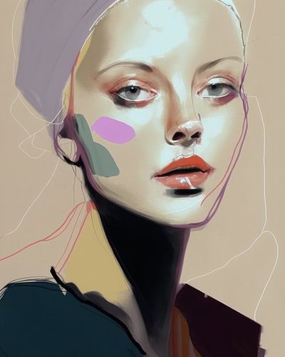 Modernes abstraktes Porträt in Pastellfarben