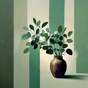 Abstracte vaas met groene takken
