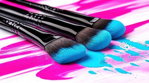 Make-up kwast met gekleurd poeder