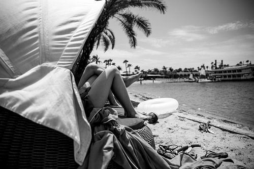 Retro strandfoto zwart-wit | fotografie
