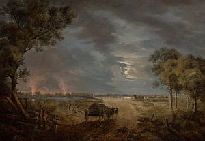Josef Rebell, Blick auf die Brücke der französischen Armee zur Lobau (Nachtstück mit Mondlicht), 1810