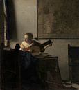 Frau mit einer Laute, Johannes Vermeer von Meisterhafte Meister Miniaturansicht