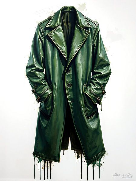 Leather coat between silence and transformation - Green leather coat in the space of disappearance by AidasignArt