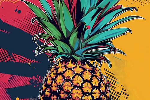 Kleurrijke ananas pop-art print