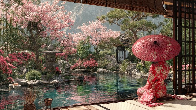 Geisha im japanischen Garten von Egon Zitter