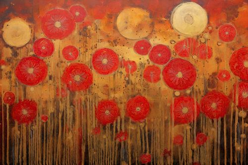 Red Flowers in Ochre
