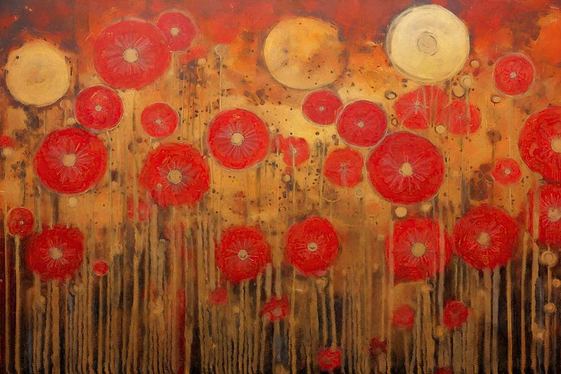 Red Flowers in Ochre by Whale & Sons