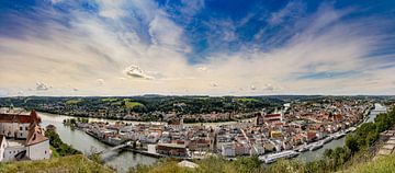 Panoramafoto van de stad Passau in Beieren van Patrick Groß