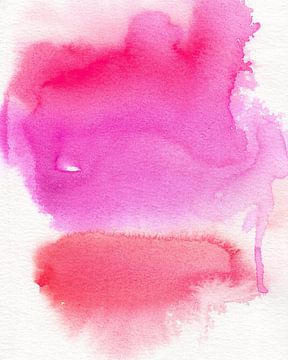 Abstracte kleurrijke aquarel in rood, paars en roze van Dina Dankers