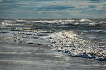 Waves on the North Sea coast on the island Amrum