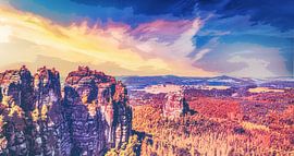 Farbpracht Landschaft in Bad Schandau an den Schrammsteinen von Jakob Baranowski - Photography - Video - Photoshop