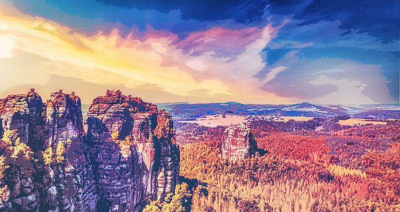 Bad Schandau landscapes with Schrammsteine stones by Jakob Baranowski - Photography - Video - Photoshop