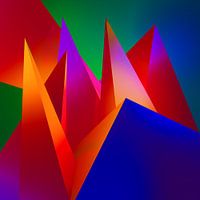 Cubist artwork with a compostition of 3d triangles