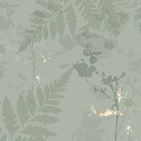 Botanische collage met vleugje goudfoliepatina