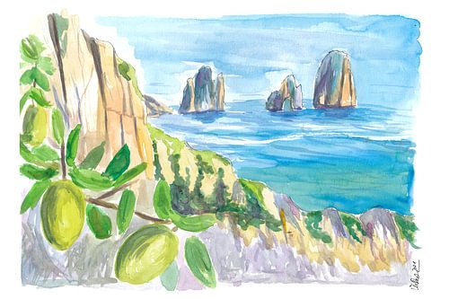 Romantic Italian dreams with Capri rocks and lemon tree