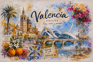 Eine Postkarte aus Valencia – Eine wunderschöne Stadt in Spanien.
