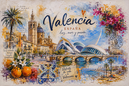 Eine Postkarte aus Valencia – Eine wunderschöne Stadt in Spanien. von Johannes