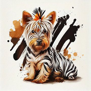 Watercolor Yorkshire Terrier Dog by Chromatic Fusion Studio