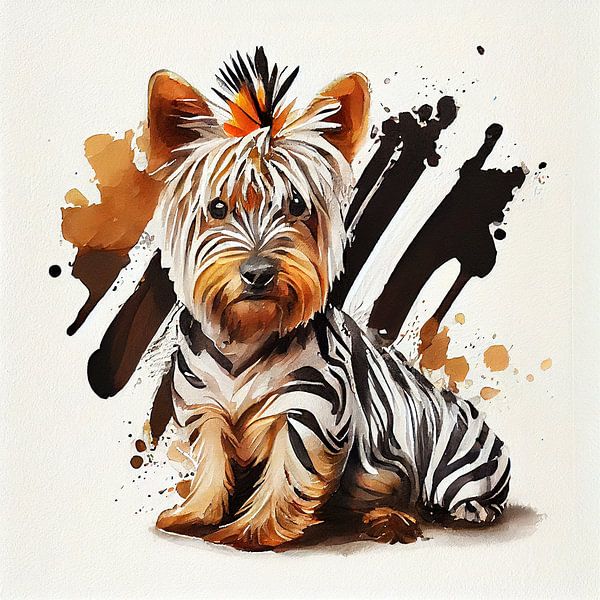 Aquarel Yorkshire Terrier Hond van Chromatic Fusion Studio