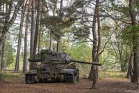 abandoned army tank vehicle in the forest, urbex