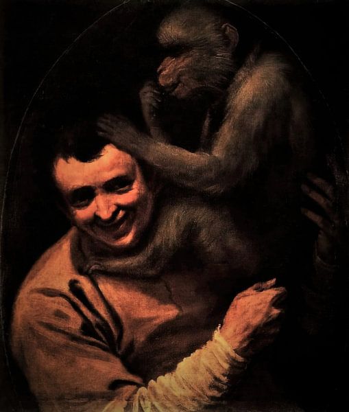 Mann mit Affe - Annibale Carracci von Accessible Art
