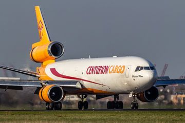 In beautiful sunlight I was able to photograph this beautiful MD-11 cargo plane of Centurion Cargo j by Jaap van den Berg