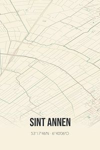 Vintage landkaart van Sint Annen (Groningen) van Rezona