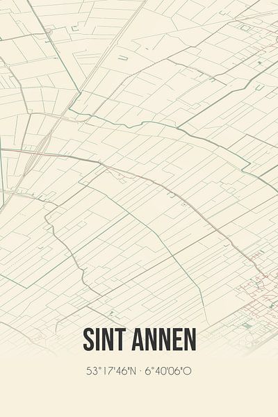Vintage landkaart van Sint Annen (Groningen) van Stad & Wand