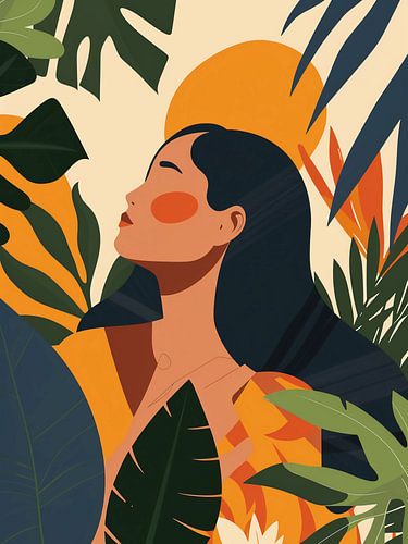 gezichtsloze vrouw met planten