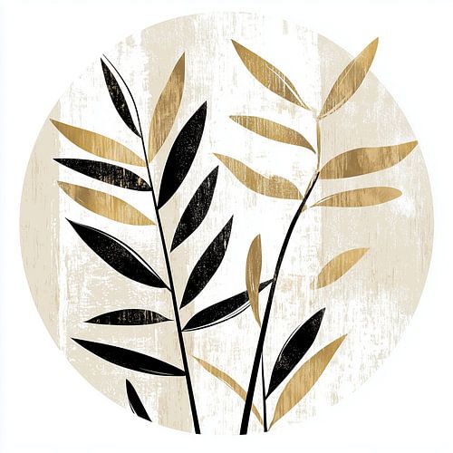 Beige Bladeren | Abstract Bladeren Beige Cirkel