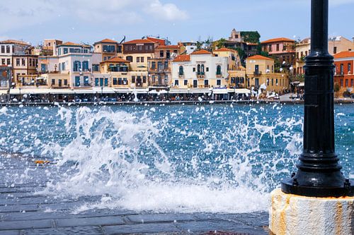 Water spat op de boulevard van Chania op Kreta